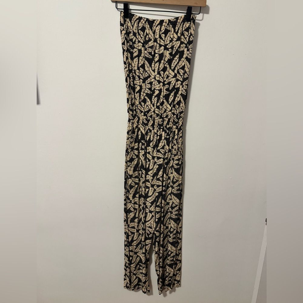 BEACHGOLD Black and Cream Print Jumpsuit Coverup Small